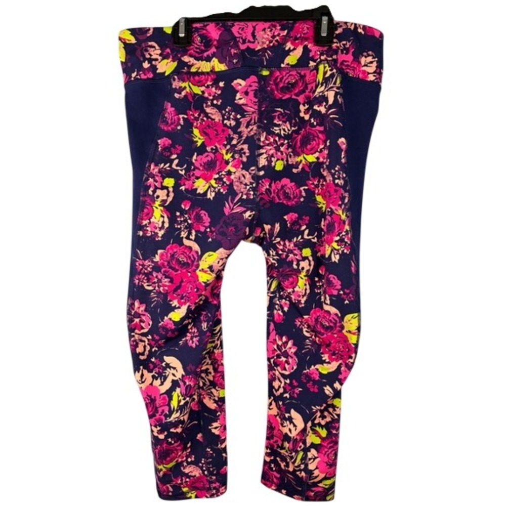 GAIAM Yoga Crop Leggings Ink Blossom Size XL